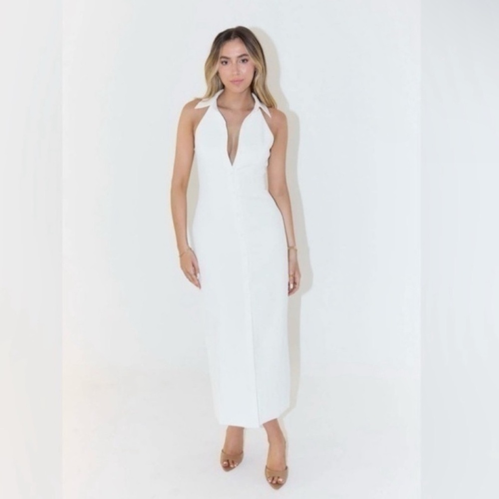 Elegant White Halter Dress